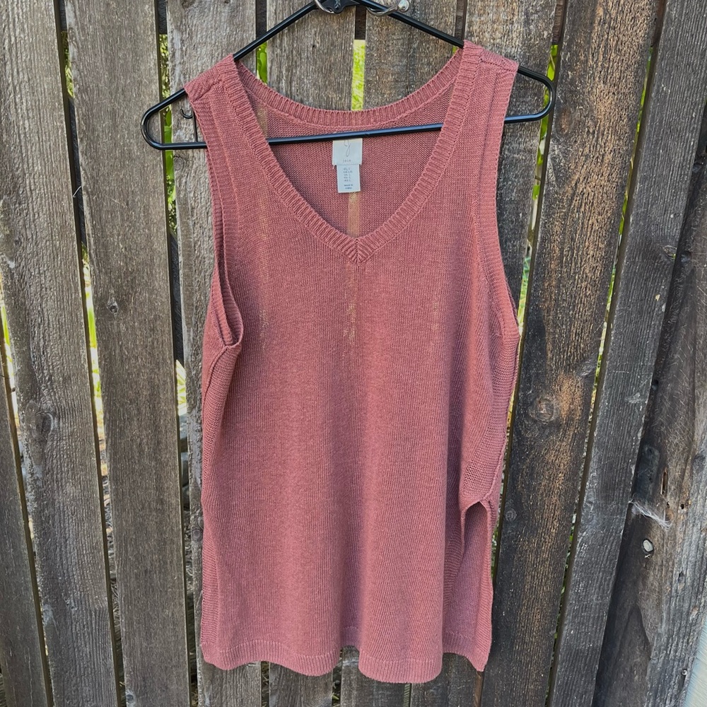 Joie Linen Blend V-Neck Sleeveless Sweater In Sz L